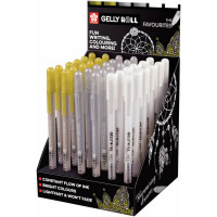 Дисплей с наполнением гелевых ручек Gelly Roll (золото, серебро, белый), 36 шт, картон, Sakura