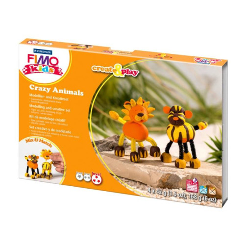 Набор Fimo kids, Лев и тигр, 4 цв.*42 г, Fimo