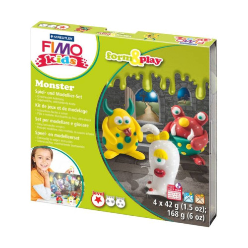Набор пластики Fimo kids, Монстр, 4 цв.*42 г, Fimo