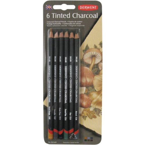Набор угольных карандашей Tinted Charcoal, 6 шт, в блистере, Derwent