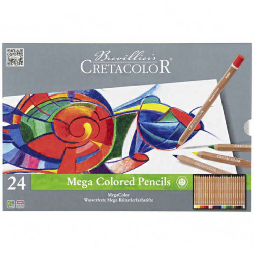 Набор цветных карандашей, MEGACOLOR, 24 шт., мет. коробка, Cretacolor