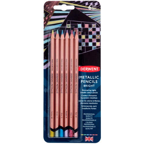 Набор цветных карандашей Metallic COLOURS, 6 цв., блистер, Derwent