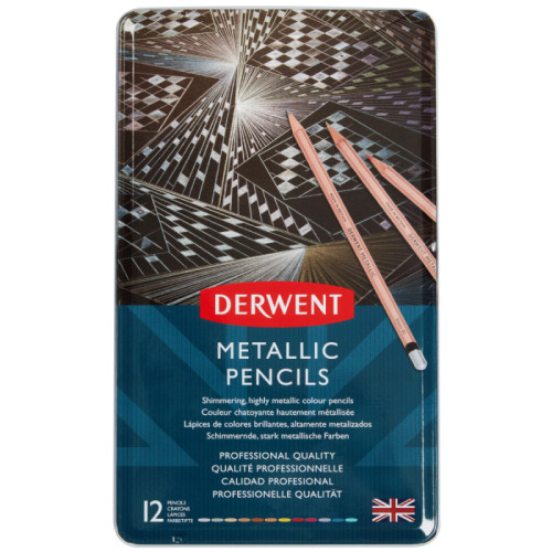 Набор цветных карандашей Metallic, 12 цв., мет.короб, Derwent
