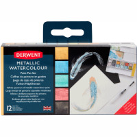 Набір Metallic Paint Pan, 12 кольорів+Пензель із резервуаром, Derwent