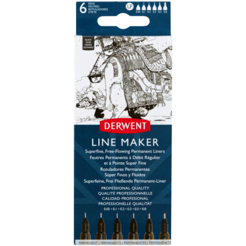 Набор линеров Line Maker Black, 6шт, черные, Derwent