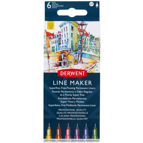 Набор линеров Line Maker Colour, 6шт, цветные, Derwent