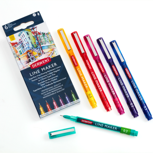Набор линеров Line Maker Colour, 6шт, цветные, Derwent