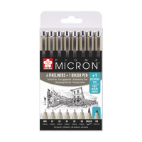 Набір лінерів PIGMA MICRON 6шт, 1 лінер-пензель Pigma Brush + PIGMA Micron PN В ПОДАРУНОК, Sakura