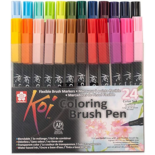Набор маркеров Koi Coloring Brush Pen, 24 цв., Sakura
