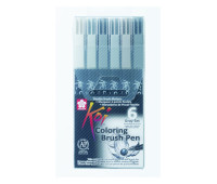 Набор маркеров Koi Coloring Brush Pen, GRAY 6 цв., Sakura