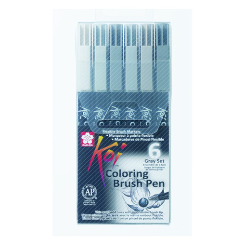 Набор маркеров Koi Coloring Brush Pen, GRAY 6 цв., Sakura