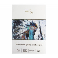 Склейка для акрилу PRO CREATE А4, 420г/м2, 10л, білий папір, SMILTAINIS