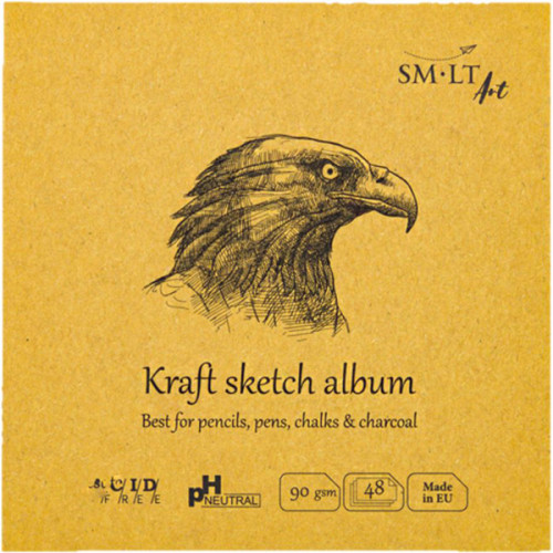 Альбом для эскизов AUTHENTIC (Kraft) Layflat 14х14 см, 90 г/м2, 48 л, коричневая бумага, SMILTAINIS