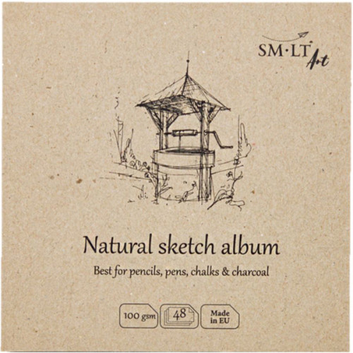 Альбом для ескізів AUTHENTIC Layflat 14х14 см, 100 г/м2, 32 л, натуральний колір, SMILTAINIS