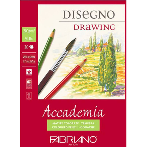 Склейка для малюнка Accademia А3 (29,7 * 42см), 200г / м2, 30л., Fabriano