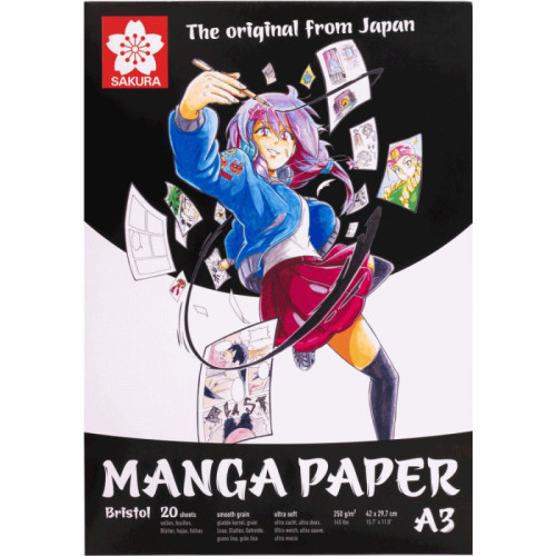 Альбом для рисунка MANGA, A3, 250г/м2, 20л, Sakura