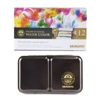 Набор акварельных красок GALLERY Nostalgia of Pastel в металлическом пенале, 12 цветов, полукювета, MUNGYO