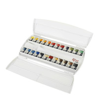 Набір акварельних фарб Класика в пластиковому пеналі, 24 кольори кювета, ROSA Gallery