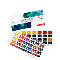 Набір акварельних фарб 24 кольори кювета, картон, ROSA Studio 340324