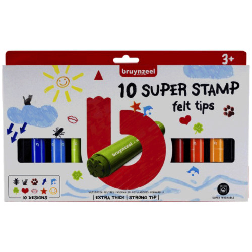 Набор детских цветных штампов SUPER STAMP, 10цв., Bruynzeel