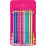 Кольорові олівці Faber-Castell Grip Sparkle 12 кольорів в металевій коробці рожевого кольору, 201737