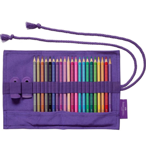 Цветные карандаши Faber-Castell Grip Sparkle 20 цветов в тканевом пенале-ролле с аксессуарами, 201738