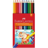 Олівці потовщені кольорові Faber-Castell JUMBO тригранні 5.4 мм + точилка, 12 кольорів, 116501