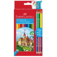 Карандаши цветные Faber-Castell 12 цветов Замок + 3 двухцветных карандаша + точилка, 110312