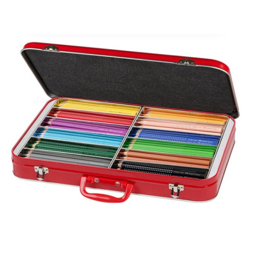 Утолщенные цветные карандаши Faber-Castell jumbo Grip 144 шт. в метал. чемоданчике (12 цв. по 12 штук), 201684