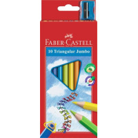 Карандаши цветные утолщенные Faber-Castell jumbo 10 цветов трехгранные + точилка, 116510