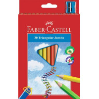 Карандаши цветные утолщенные Faber-Castell jumbo 30 цветов трехгранные + точилка, 116530