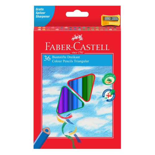 Карандаши цветные Faber-Castell 36 цветов трехгранные + точилка, 120536