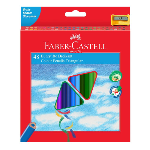 Карандаши цветные Faber-Castell 48 цветов трехгранные + точилка, 120548