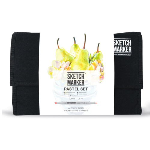 Маркеры Sketchmarker в наборе Pastel set 24 - Пастельные тона - 24 маркера + сумка органайзер - арт-24past