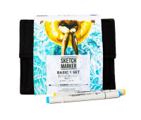 Маркеры Sketchmarker в наборе Basic 1 set 36 - Базовые оттенки сет 1- 36 маркеров + сумка органайзер - арт-36bas1