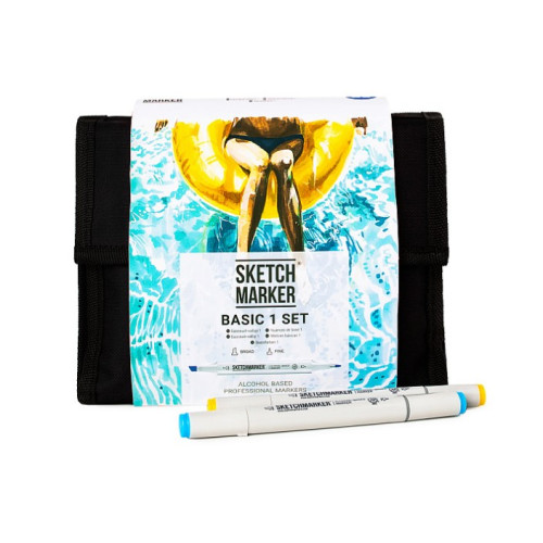 Маркеры Sketchmarker в наборе Basic 1 set 36 - Базовые оттенки сет 1- 36 маркеров + сумка органайзер - арт-36bas1