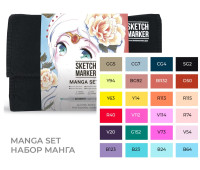 Маркеры Sketchmarker в наборе Manga set 24 - Манга набор - 24 маркера + сумка органайзер - арт-24mang