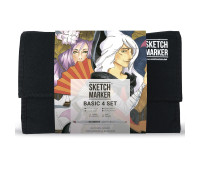 Маркеры Sketchmarker в наборе Basic 4 set 24 - Базовые оттенки сет 4 - 24 маркера + сумка органайзер - арт-24bas4
