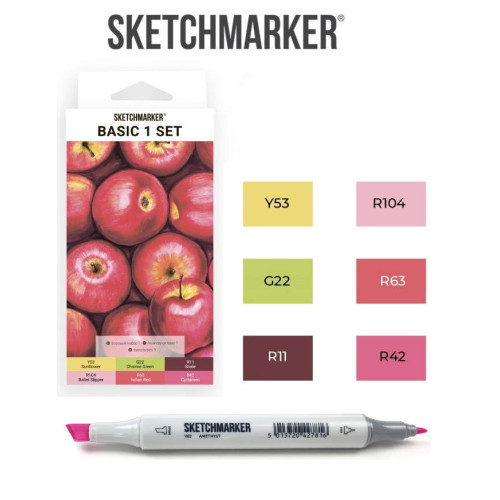 Маркеры SketchMarker набор 6 шт, Basic 1 Базовые цвета 1, SM-6BAS1