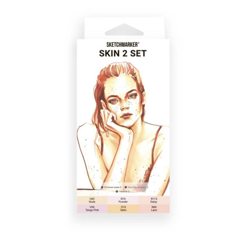 Маркеры SketchMarker набор 6 шт, Skin 2, Телесные SM-6SKIN2