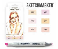 Маркеры SketchMarker набор 6 шт, Skin 2, Телесные SM-6SKIN2