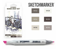 Маркеры SketchMarker набор 6 шт, Warm Gray, Мокрый серый SM-6WMGR