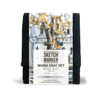 Маркеры SketchMarker набор 12 шт Warm Grey, Мокрый серый, SM-12WMGR