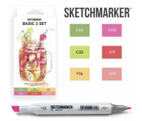 Маркеры SketchMarker набор 6 шт Basic 2 Базовые цвета 2, SM-6BAS2