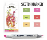 Маркери SketchMarker набір 6 шт Basic 2 Базові кольори 2, SM-6BAS2