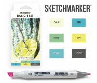 Маркери SketchMarker набір 6 шт, Basic 4 Базові кольори 4, SM-6BAS4