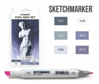 Маркеры SketchMarker набор 6 шт, Cool Gray, Оттенки Серого SM-6CGR