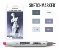 Маркери SketchMarker набір 6 шт, Cool Gray, Відтінки Сірого SM-6CGR