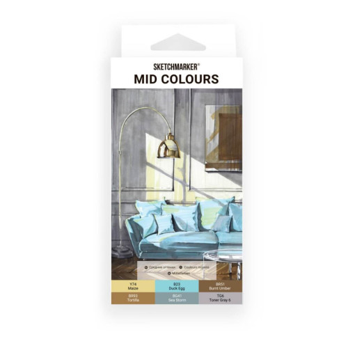 Маркери SketchMarker набір 6 шт, Mid colours, Середні тони SM-6MID