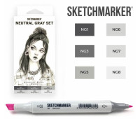 Маркеры SketchMarker набор 6 шт, Neutral Gray, Натуральные серые SM-6NTGR